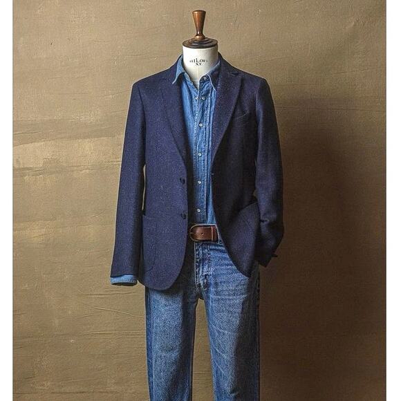 Dior Vintage Navy Pinstriped Wool Dinner Jacket Blazer  Classic Tailoring Staple - Picture 1 of 16